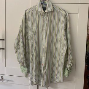 Thomas Dean striped dress shirt size large